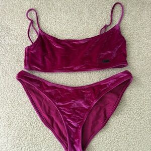 TRIANGL velvet scoop neck magenta bikini